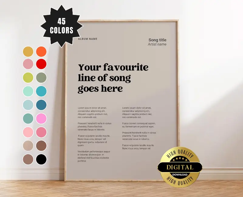 Custom Song Lyrics Wall Art