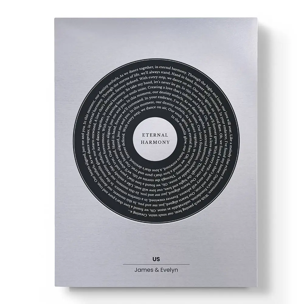 Template per poster di testi musicali Music Memories in alluminio da parete