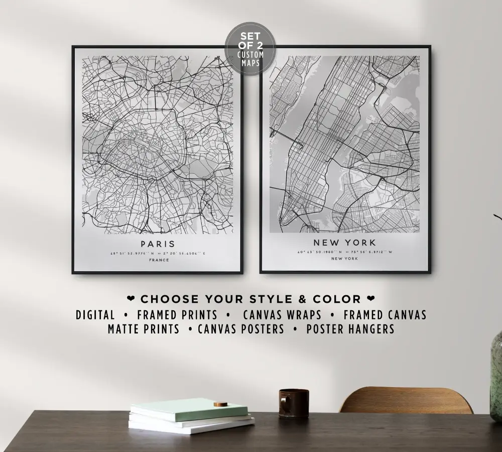 Living room wall with large custom map of London