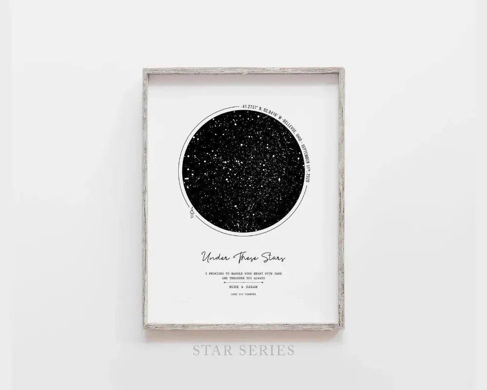 Two star maps in a bedroom