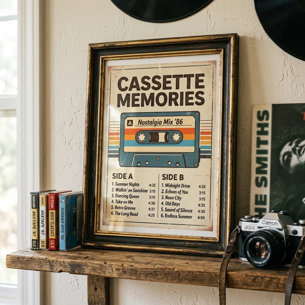 Vintage cassette music poster mockup
