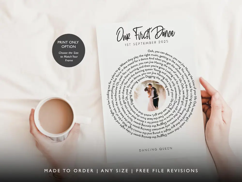 Custom lyrics card with spiral text design